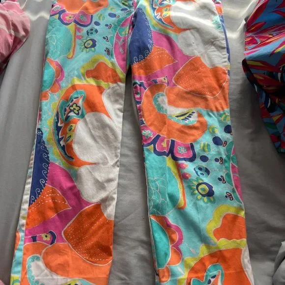 Trina Turk Multicolor Retro Floral Paisley Cropped Pants - 10 - Picture 6 of 9